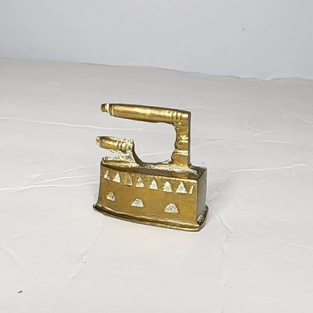 Vintage Solid Brass Miniature Hand Etched Iron mid century 1950s